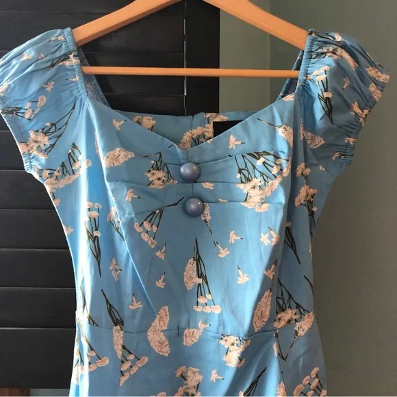 XS NWT Collectif Wildflower Dolores Puff Sleeve Dress Retro Cottagecore Modcloth - Picture 4 of 4